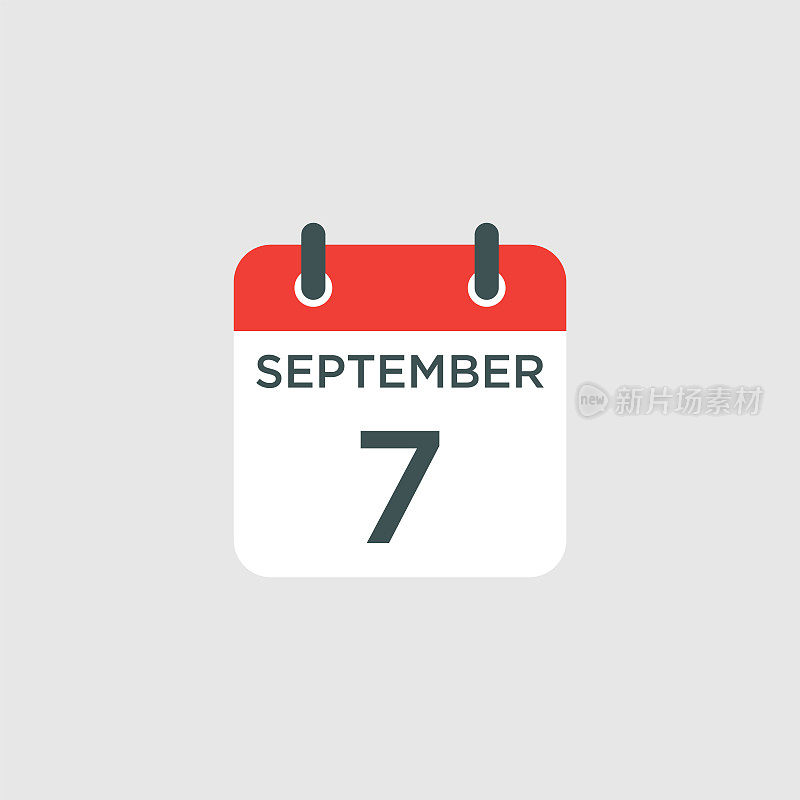 日历- 9月7日图标插图孤立向量符号符号